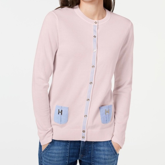 Tommy Hilfiger Sweaters - Tommy Hilfiger Cardigan Long Sleeve Button Up Pink